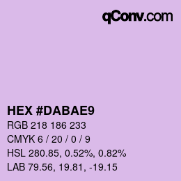 颜色代码: HEX #DABAE9 | qconv.com