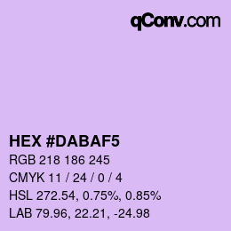 カラーコード: HEX #DABAF5 | qconv.com
