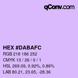 カラーコード: HEX #DABAFC | qconv.com