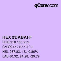 Color code: HEX #DABAFF | qconv.com