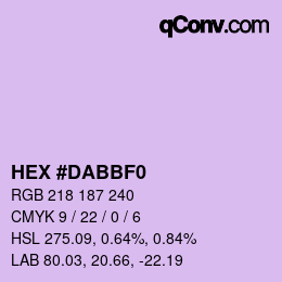 Color code: HEX #DABBF0 | qconv.com