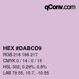 Farbcode: HEX #DABCD9 | qconv.com