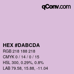 颜色代码: HEX #DABCDA | qconv.com