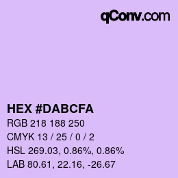 Color code: HEX #DABCFA | qconv.com