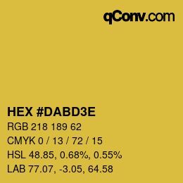 Code couleur: HEX #DABD3E | qconv.com