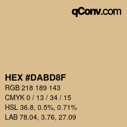 Color code: HEX #DABD8F | qconv.com