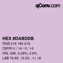 颜色代码: HEX #DABDDB | qconv.com