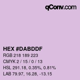 Color code: HEX #DABDDF | qconv.com