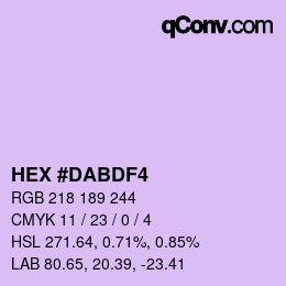 カラーコード: HEX #DABDF4 | qconv.com