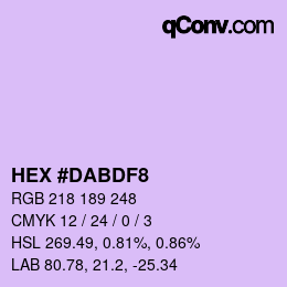 カラーコード: HEX #DABDF8 | qconv.com