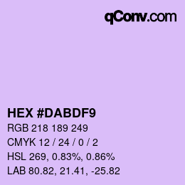 カラーコード: HEX #DABDF9 | qconv.com