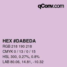 カラーコード: HEX #DABEDA | qconv.com