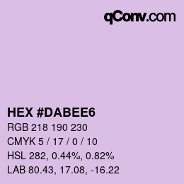 Color code: HEX #DABEE6 | qconv.com