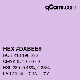 Color code: HEX #DABEE8 | qconv.com