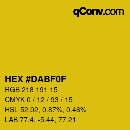 カラーコード: HEX #DABF0F | qconv.com