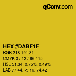 カラーコード: HEX #DABF1F | qconv.com
