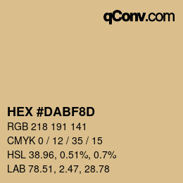 Color code: HEX #DABF8D | qconv.com