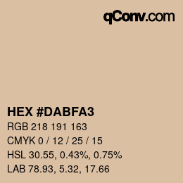 颜色代码: HEX #DABFA3 | qconv.com