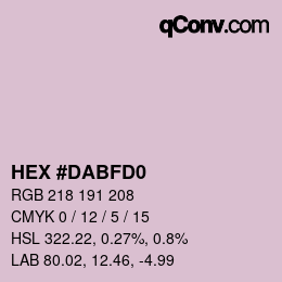 カラーコード: HEX #DABFD0 | qconv.com