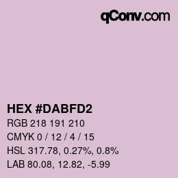 カラーコード: HEX #DABFD2 | qconv.com