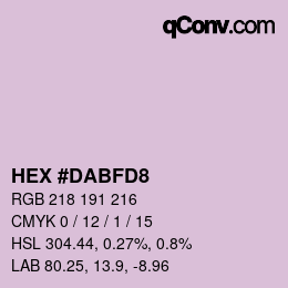 颜色代码: HEX #DABFD8 | qconv.com