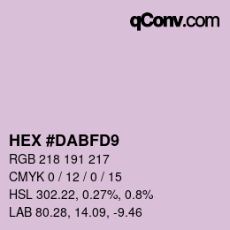 Color code: HEX #DABFD9 | qconv.com