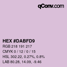 カラーコード: HEX #DABFD9 | qconv.com