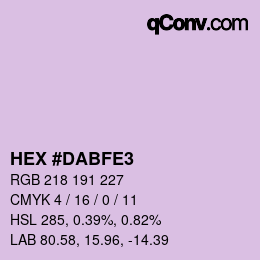 Farbcode: HEX #DABFE3 | qconv.com