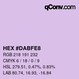 颜色代码: HEX #DABFE8 | qconv.com