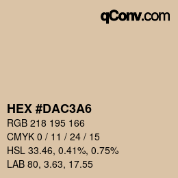 カラーコード: HEX #DAC3A6 | qconv.com