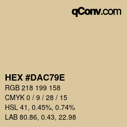 Color code: HEX #DAC79E | qconv.com