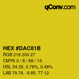 颜色代码: HEX #DAC81B | qconv.com