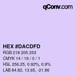 Color code: HEX #DACDFD | qconv.com