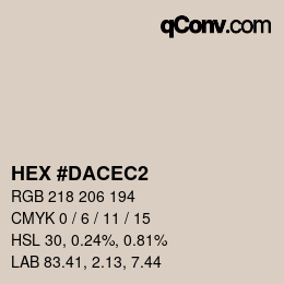 カラーコード: HEX #DACEC2 | qconv.com