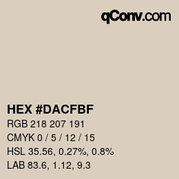 颜色代码: HEX #DACFBF | qconv.com