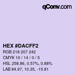 Color code: HEX #DACFF2 | qconv.com