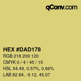 Farbcode: HEX #DAD178 | qconv.com