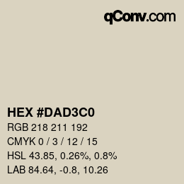 Color code: HEX #DAD3C0 | qconv.com