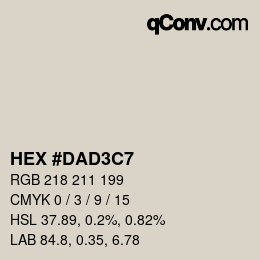 Color code: HEX #DAD3C7 | qconv.com