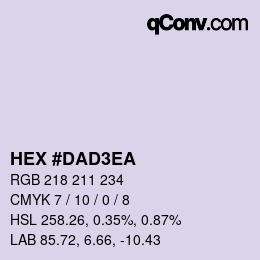 Farbcode: HEX #DAD3EA | qconv.com