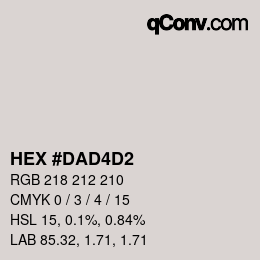 Color code: HEX #DAD4D2 | qconv.com