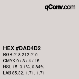 Color code: HEX #DAD4D2 | qconv.com