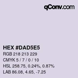 Farbcode: HEX #DAD5E5 | qconv.com