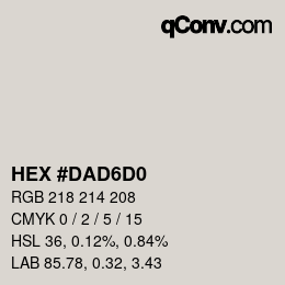 Farbcode: HEX #DAD6D0 | qconv.com