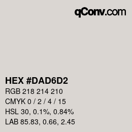 カラーコード: HEX #DAD6D2 | qconv.com