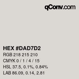 Color code: HEX #DAD7D2 | qconv.com