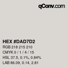カラーコード: HEX #DAD7D2 | qconv.com