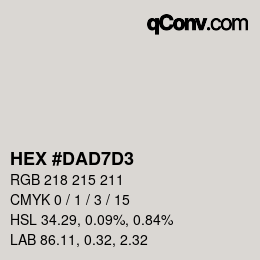 カラーコード: HEX #dad7d3 | qconv.com