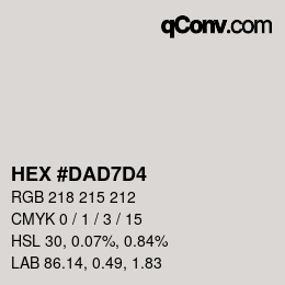 Color code: HEX #DAD7D4 | qconv.com