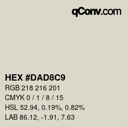 Code couleur: HEX #DAD8C9 | qconv.com